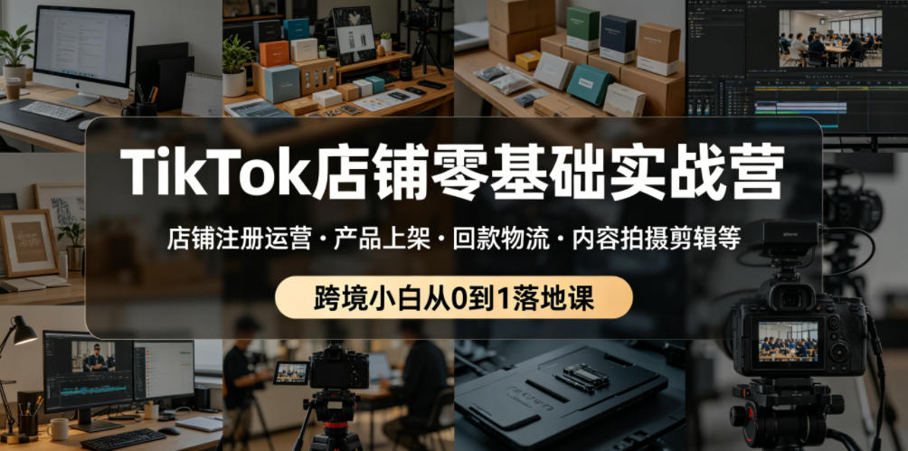 TikTok店铺零基础实战营，店铺注册运营・产品上架・回款物流・内容拍摄剪辑等 ，跨境小白从0到1落地课-吾爱自习网