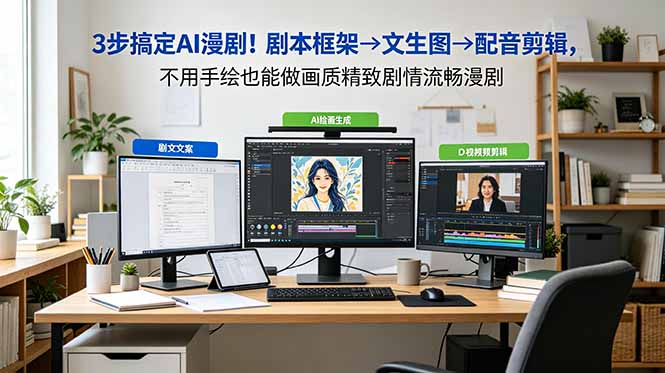 3步搞定AI漫剧!剧本框架→文生图→配音剪辑,不用手绘也能做画质精致剧情流畅漫剧-旺仔资源库
