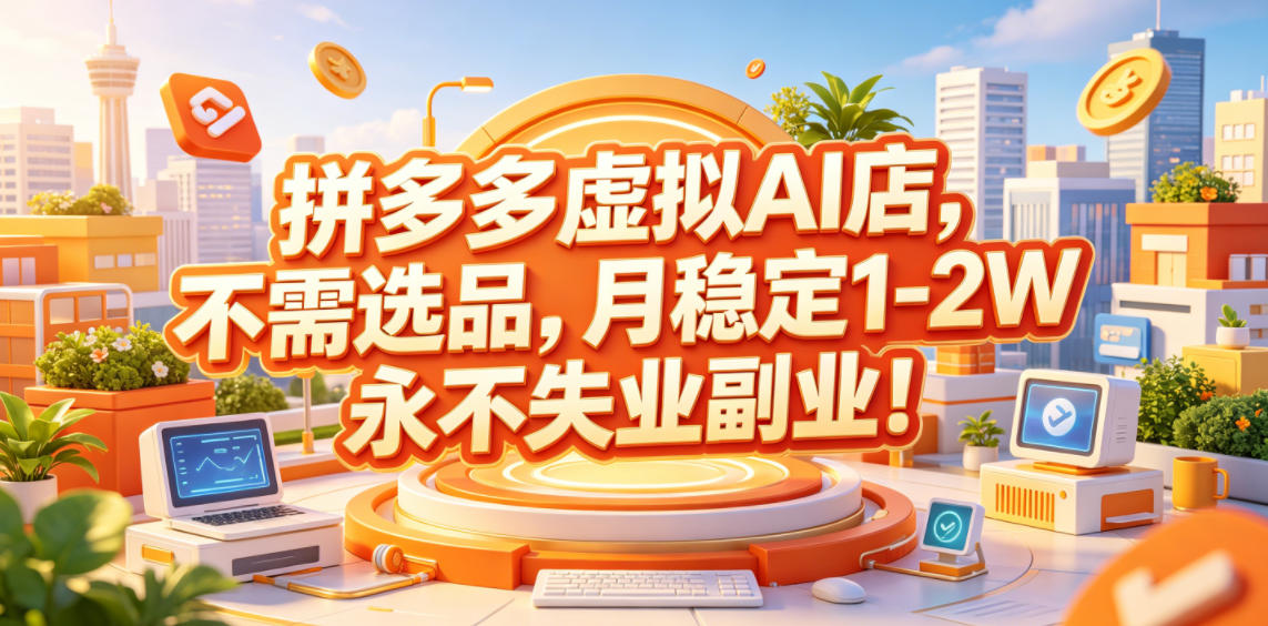 拼多多虚拟AI店,不需选品,月稳定1-2W,永不失业副业!【揭秘】-小艾项目网