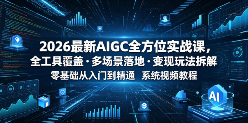 2026最新AIGC全方位实战课，全工具覆盖・多场景落地・变现玩法拆解，零基础从入门到精通系统视频教程-吾爱自习网