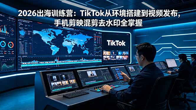 2026出海训练营：TikTok从环境搭建到视频发布，手机剪映混剪去水印全掌握-喜学网
