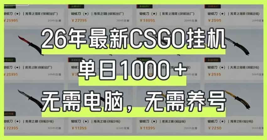 26年最新CSGO挂G系统，单日1000+，无需电脑，无需养号，0基础可上手【揭秘】-喜学网
