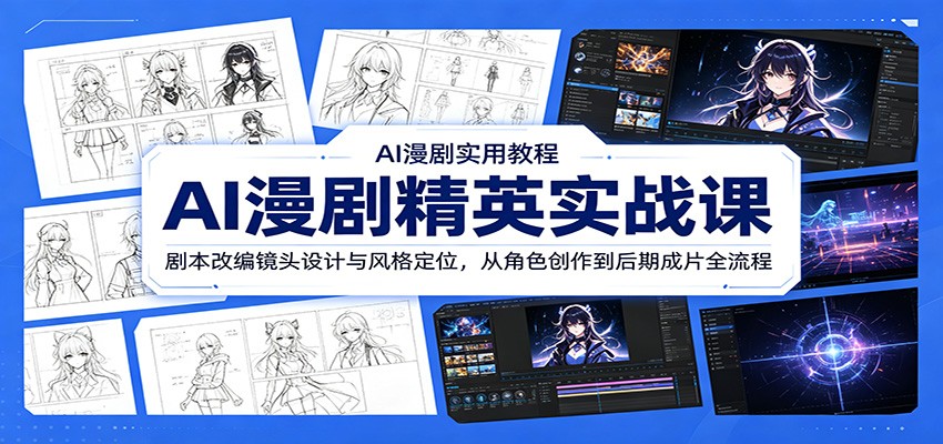 AI漫剧精英实战课：剧本改编镜头设计与风格定位，从角色创作到后期成片全流程-喜学网