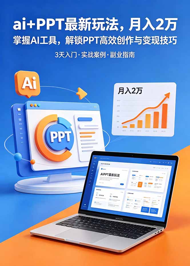 ai+PPT最新玩法，月入2万掌握AI工具，解锁PPT高效创作与变现技巧3天入门，实战案例·副业指南-喜学网