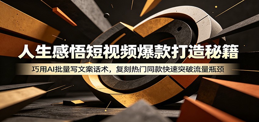 人生感悟短视频爆款打造秘籍：巧用A 批量写文案话术，复刻热门同款快速突破流量瓶颈-新时光资源网