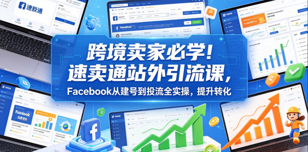 跨境卖家必学!速卖通站外引流课,Facebook从建号到投流全实操,提升转化-我爱发帖