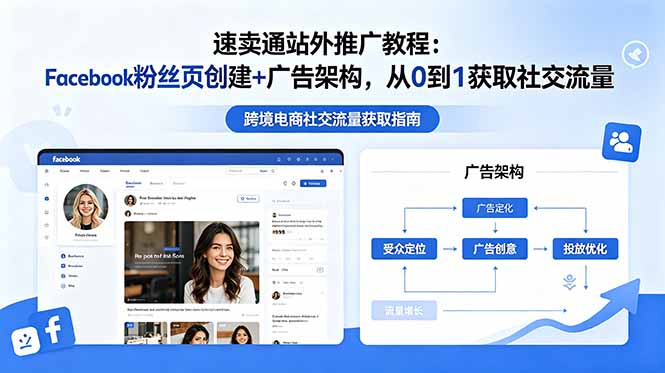 速卖通站外推广教程：Facebook粉丝页创建+广告架构，从0到1获取社交流量汇通分享-分享轻创项目-网络创业-项目实操-兼职-网赚-副业-抖音-快手-小红书-闲鱼-视频号-直播-短视频-中视频-带货-短剧-游戏搬砖-引流等教程课程分享汇通分享