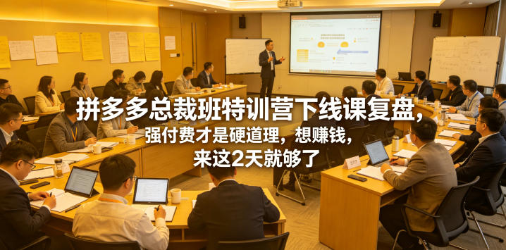 拼多多总裁班特训营下线课复盘，强付费才是硬道理，想賺钱，来这2天就够了-91副业网