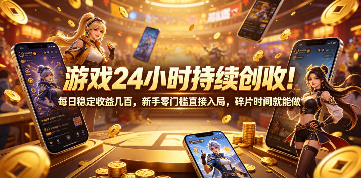游戏24小时持续创收!每日稳定收益几百,新手零门槛直接入局,碎片时间就能做【揭秘】-新时光资源网