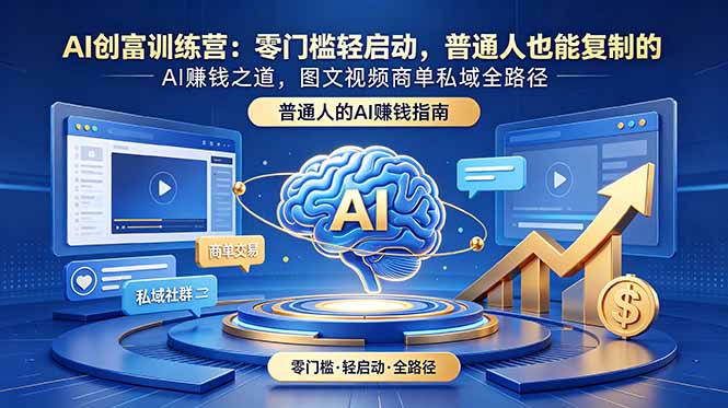 AI创富训练营：零门槛轻启动，普通人也能复制的AI赚钱之道，图文视频商单私域全路径-我爱发帖
