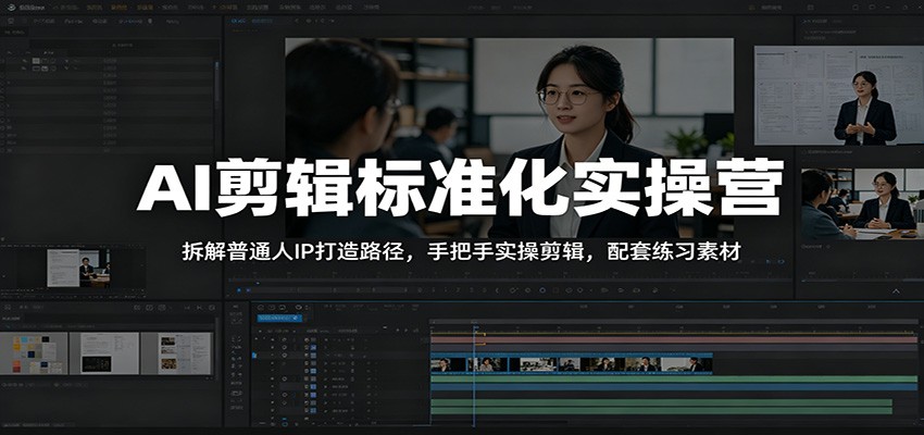 AI剪辑标准化实操营:拆解普通人IP打造路径,手把手实操剪辑,配套练习素材-小艾项目网