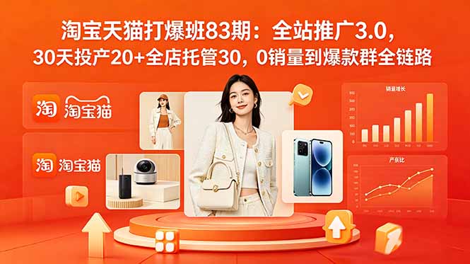 2026淘宝天猫打爆班83期：全站推广3.0，30天投产20+全店托管30，0销量到爆款群全链路-我爱发帖