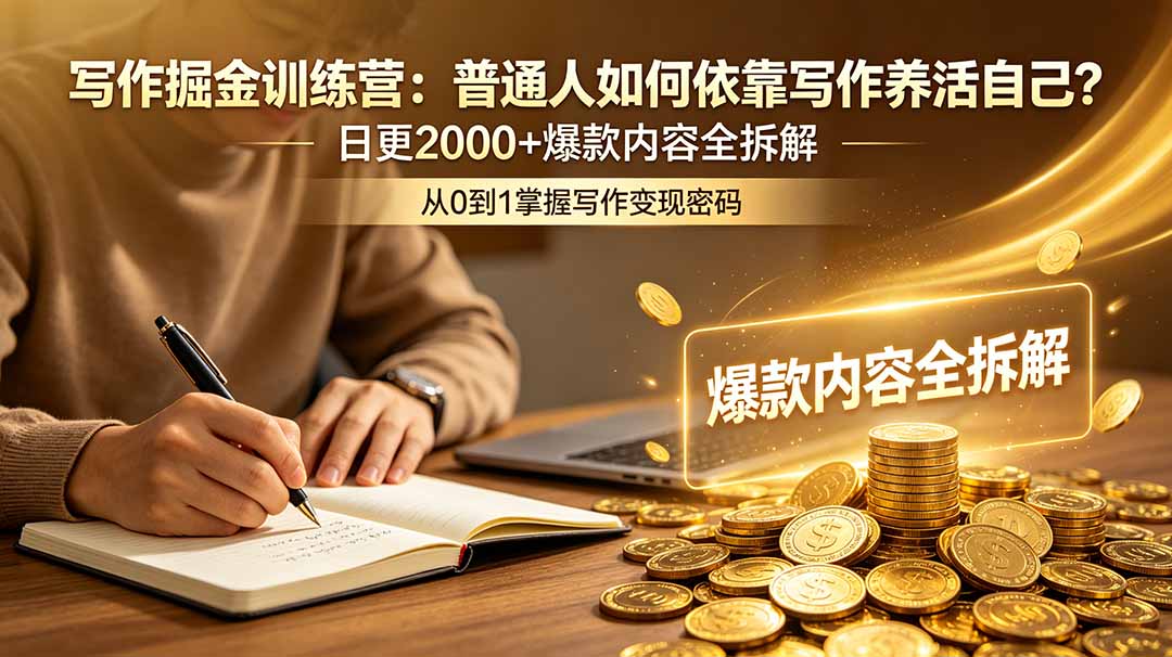 写作掘金训练营:普通人如何依靠写作养活自己?日更2000+爆款内容全拆解-我爱发帖