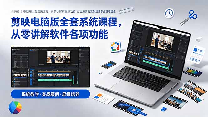 剪映电脑版全套系统课程，从零讲解软件各项功能，结合海量实战案例培养专业剪辑思维-我爱发帖