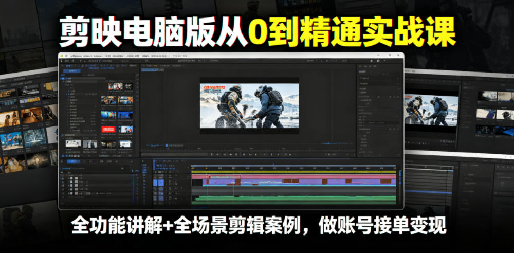 剪映电脑版从0到精通实战课，全功能讲解+全场景剪辑案例，做账号接单变现-我爱发帖