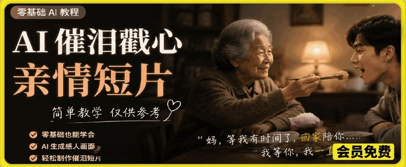 AI催泪戳心亲情短片,零基础AI教程,简单教学仅供参考-旺仔资源库