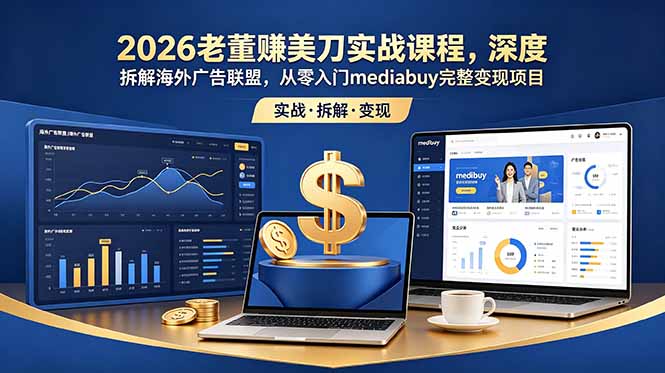 2026老董赚美刀实战课程,深度拆解海外广告联盟,从零入门mediabuy完整变现项目-新时光资源网