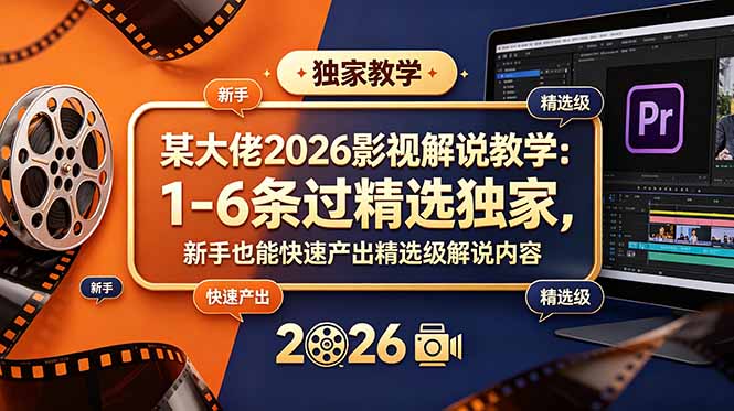某大佬2026影视解说教学:1-6条过精选独家,新手也能快速产出精选级解说内容-新时光资源网