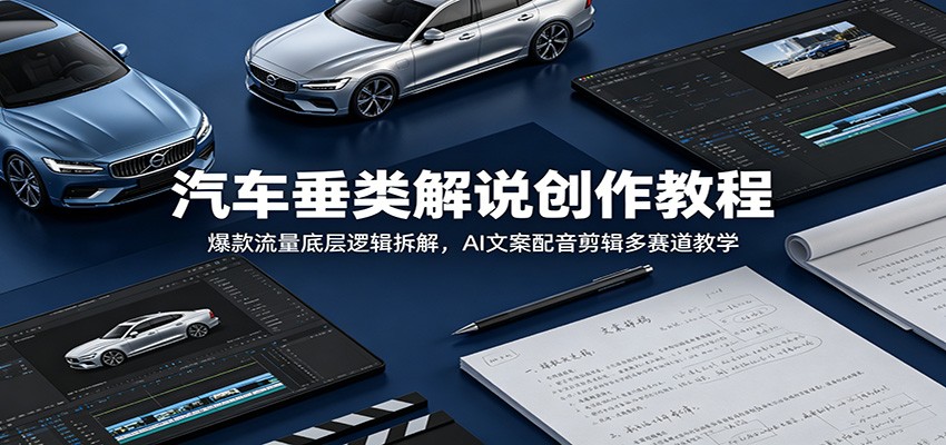 汽车垂类解说创作教程:爆款流量底层逻辑拆解,AI文案配音剪辑多赛道教学-新时光资源网
