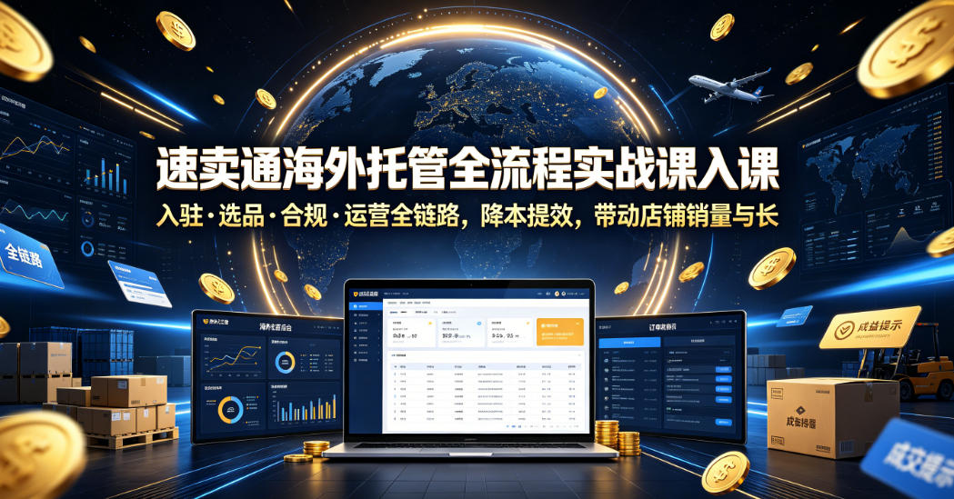 速卖通海外托管全流程实战课入驻・选品・合规・运营全链路,降本提效,带动店铺销量与收益增长-我爱发帖