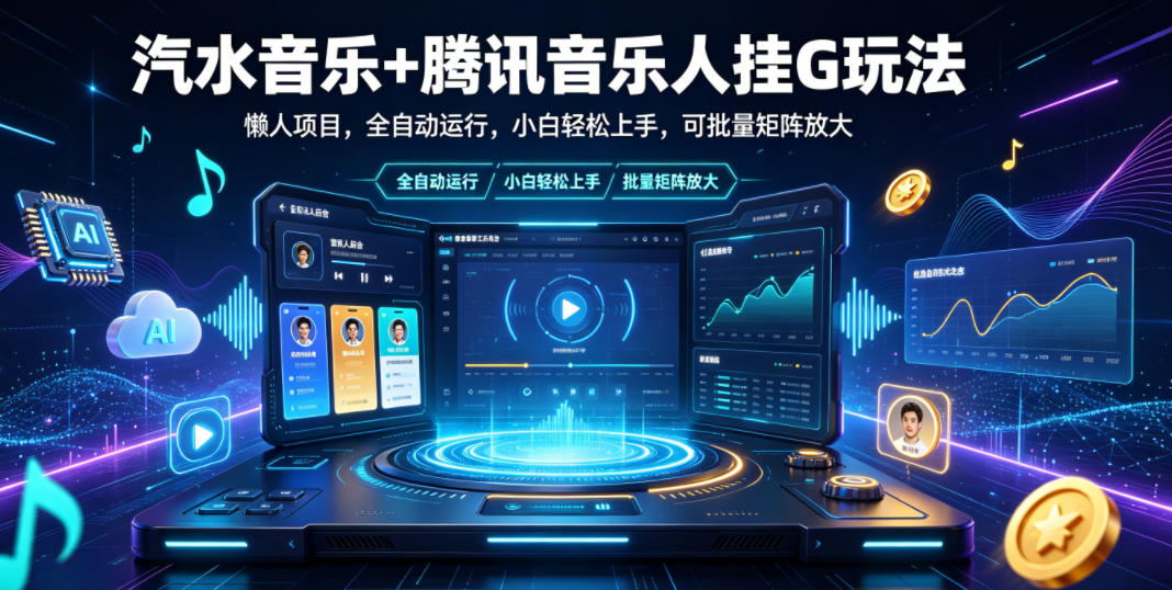汽水音乐+腾讯音乐人挂G玩法，懒人项目，全自动运行，小白轻松上手，可批量矩阵放大【揭秘】-我爱发帖