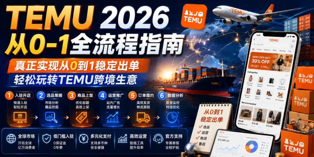 TEMU 2026从0-1全流程指南,真正实现从0到1稳定出单,轻松玩转TEMU跨境生意-我爱发帖