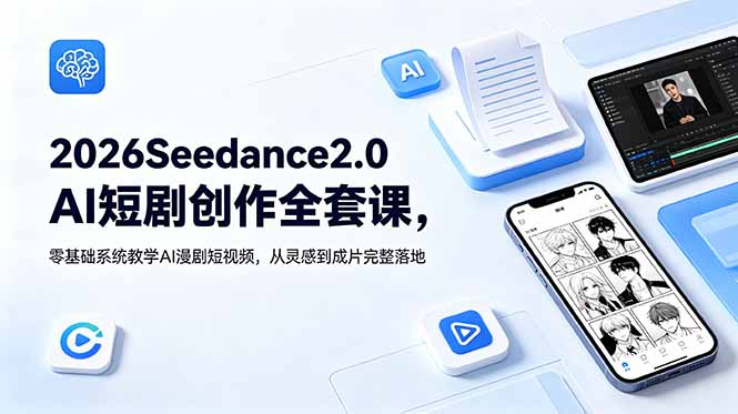 2026Seedance2.0AI短剧创作全套课,零基础系统教学AI漫剧短视频,从灵感到成片完整落地-新时光资源网