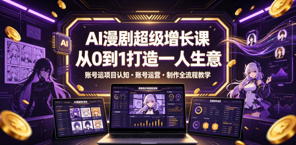 AI漫剧超级增长课,从0到1打造一人生意,项目认知・账号运营・制作全流程教学-新时光资源网