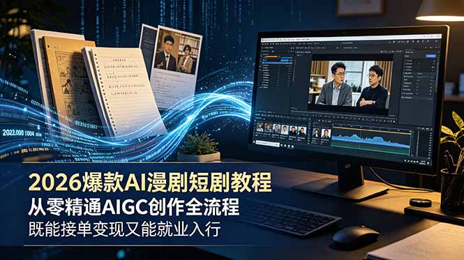2026 爆款 AI 漫剧短剧教程 从零精通 AIGC 创作全流程 既能接单变现又能就业入行-吾爱自习网