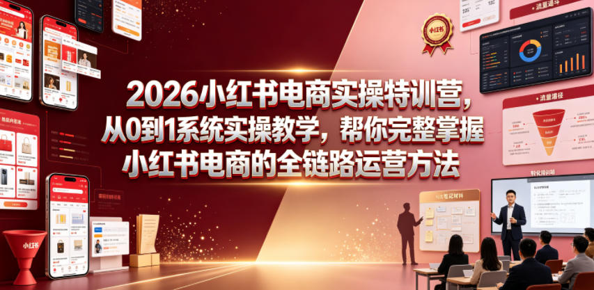 2026小红书电商实操特训营，从0到1系统实操教学，帮你完整掌握小红书电商的全链路运营方法-我爱发帖