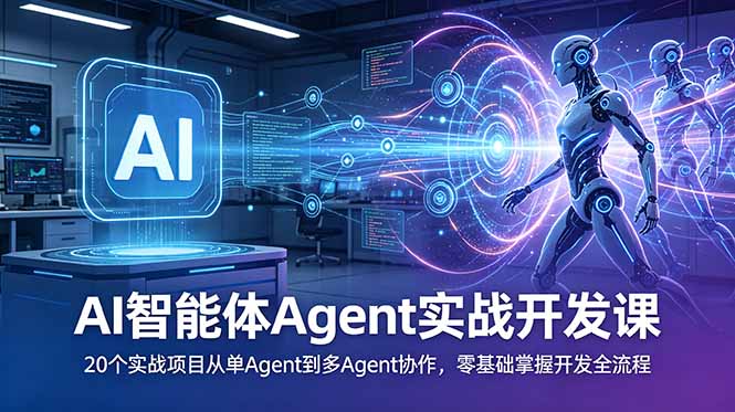 AI智能体Agent实战开发课：20个实战项目从单Agent到多Agent协作，零基础掌握开发全流程-新时光资源网