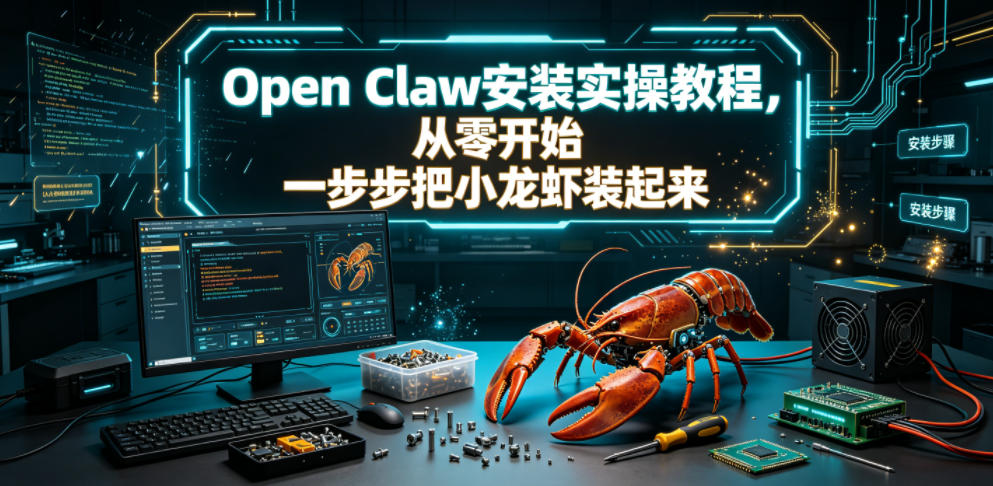 Open Claw安装实操教程,从零开始一步步一步步把小龙虾装起来-吾爱自习网