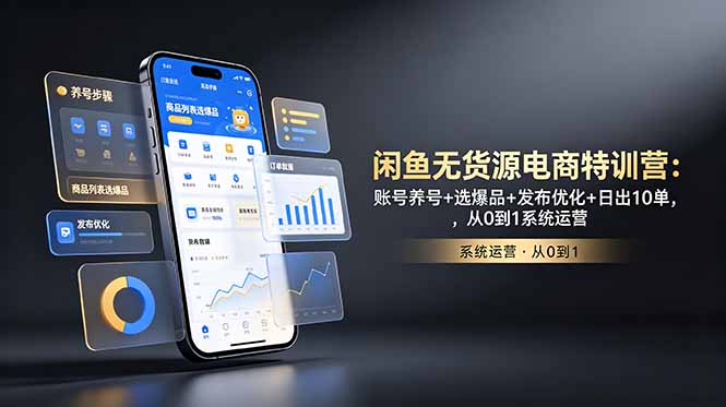 闲鱼无货源电商特训营：账号养号+选爆品+发布优化+日出10单，从0到1系统运营-吾爱自习网