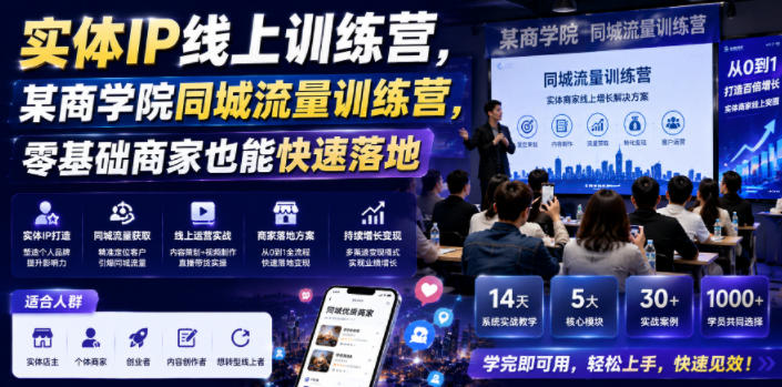 实体IP线上训练营，某商学院同城流量训练营，零基础商家也能快速落地-我爱发帖