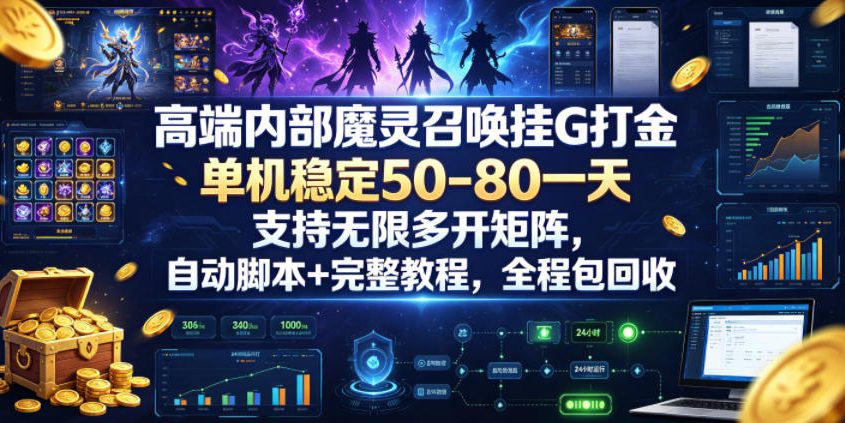 高端内部魔灵召唤挂G打金,单机稳定50-80一天,支持无限多开矩阵,自动脚本+完整教程,全程包回收【揭秘】-吾爱自习网