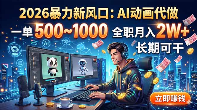 2026暴力新风口：AI动画代做，一单500~1000，全职月入2W+，长期可干-我爱发帖