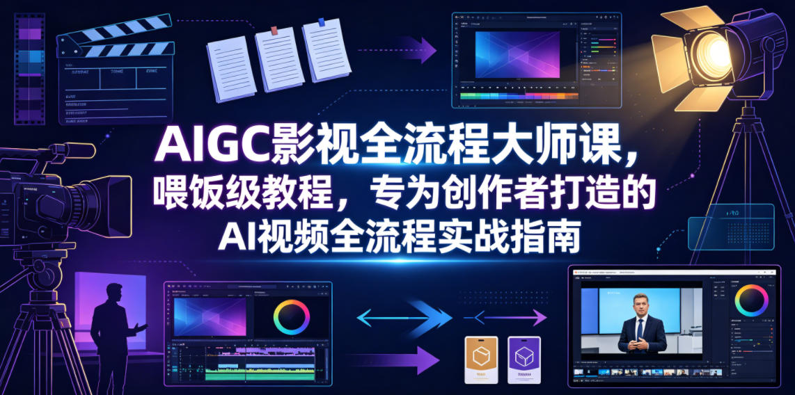 AIGC影视全流程大师课,喂饭级教程,专为创作者打造的AI视频全流程实战指南-旺仔资源库
