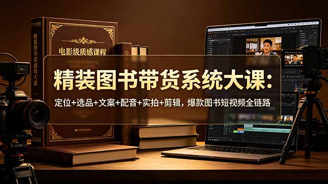 精装图书带货系统大课：定位+选品+文案+配音+实拍+剪辑，爆款图书短视频全链路-吾爱自习网