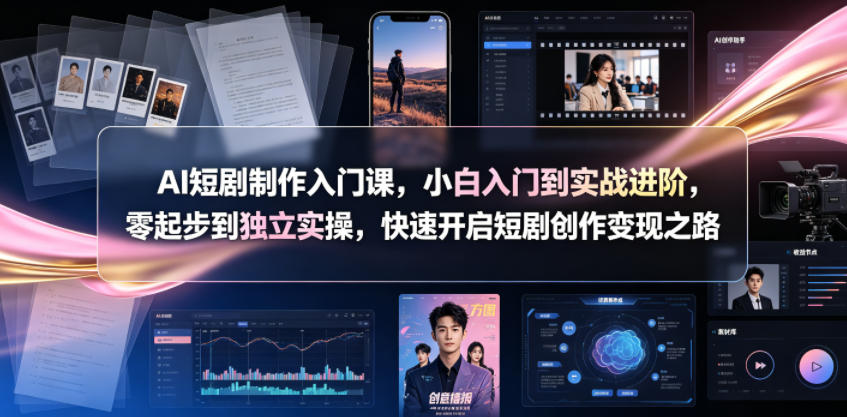 AI短剧制作入门课,小白入门到实战进阶,零起步到独立实操,快速开启短剧创作变现之路-新时光资源网