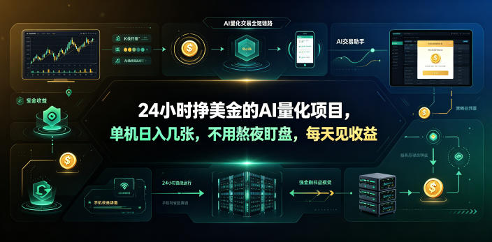 24小时挣美金的AI量化项目，单机日入几十美刀，不用熬夜盯盘，每天见收益【揭秘】-吾爱自习网