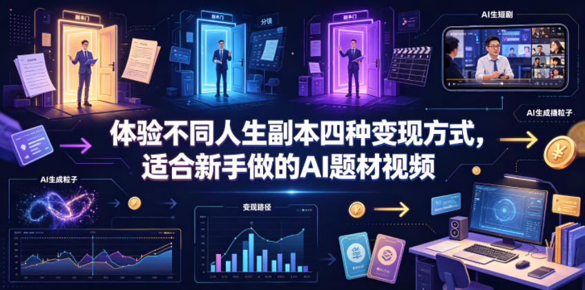 体验不同人生副本四种变现方式,适合新手做的AI题材视频-新时光资源网