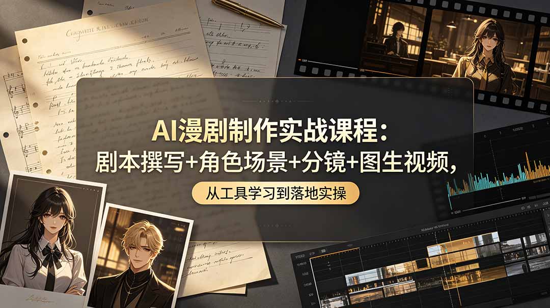 AI漫剧制作实战课程：剧本撰写+角色场景+分镜+图生视频，从工具学习到落地实操-我爱发帖