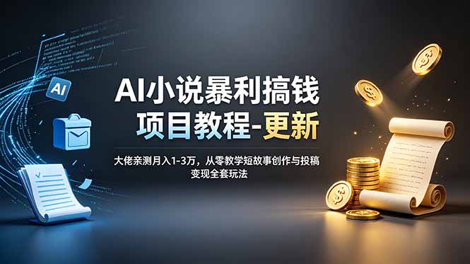 AI小说暴利搞钱项目教程-更新，大佬亲测月入1-3万，从零教学短故事创作与投稿变现全套玩法-吾爱自习网