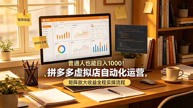 普通人也能日入 1000!拼多多虚拟店自动化运营,矩阵放大收益全程实操流程-吾爱自习网