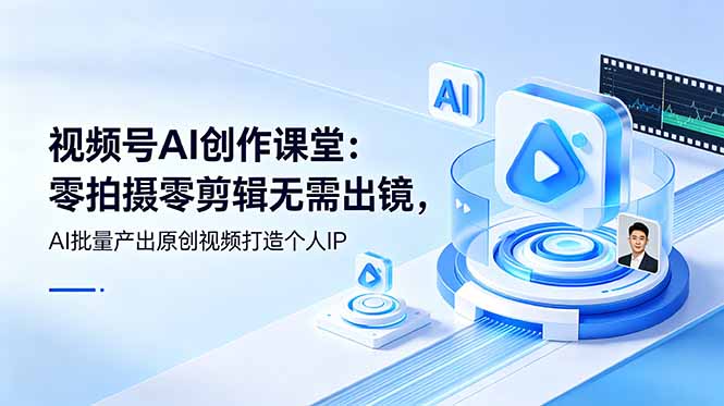 视频号AI创作课堂：零拍摄零剪辑无需出镜，AI批量产出原创视频打造个人IP-吾爱自习网