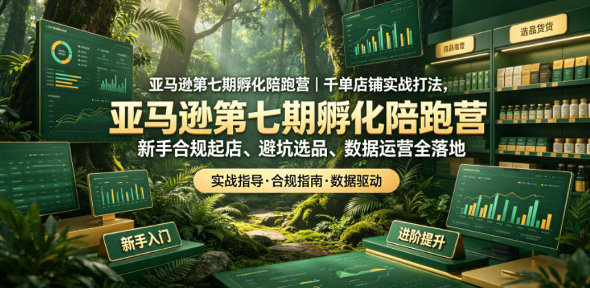 亚马逊第七期孵化陪跑营｜千单店铺实战打法，新手合规起店、避坑选品、数据运营全落地(更新0625)-旺仔资源库