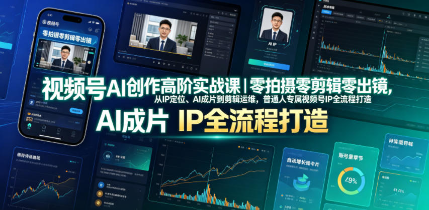视频号AI创作高阶实战课｜零拍摄零剪辑零出镜，从IP定位、AI成片到剪辑运维，普通人专属视频号IP全流程打造-旺仔资源库