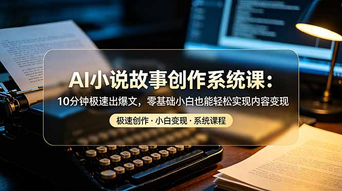 AI小说故事创作系统课：10分钟极速出爆文，零基础小白也能轻松实现内容变现-旺仔资源库