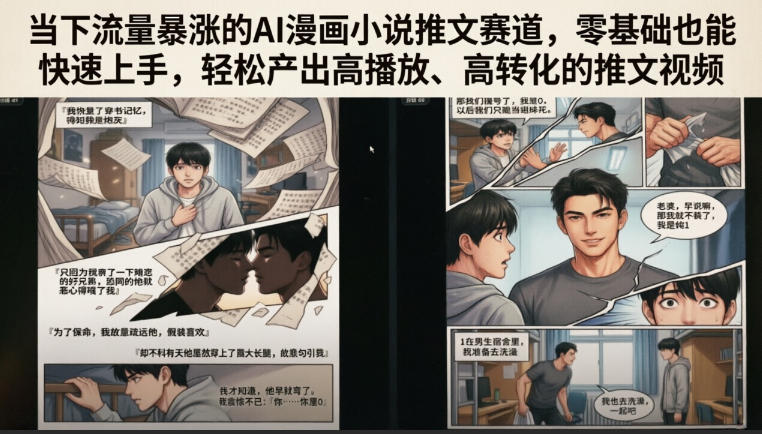 当下流量暴涨的AI漫画小说推文赛道，零基础也能快速上手，轻松产出高播放、高转化的推文视频-我爱发帖