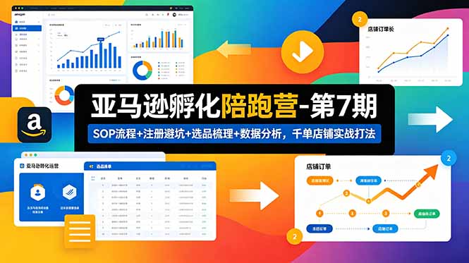 亚马逊孵化陪跑营-第7期：SOP流程+注册避坑+选品梳理+数据分析，千单店铺实战打法(更新0625-吾爱自习网
